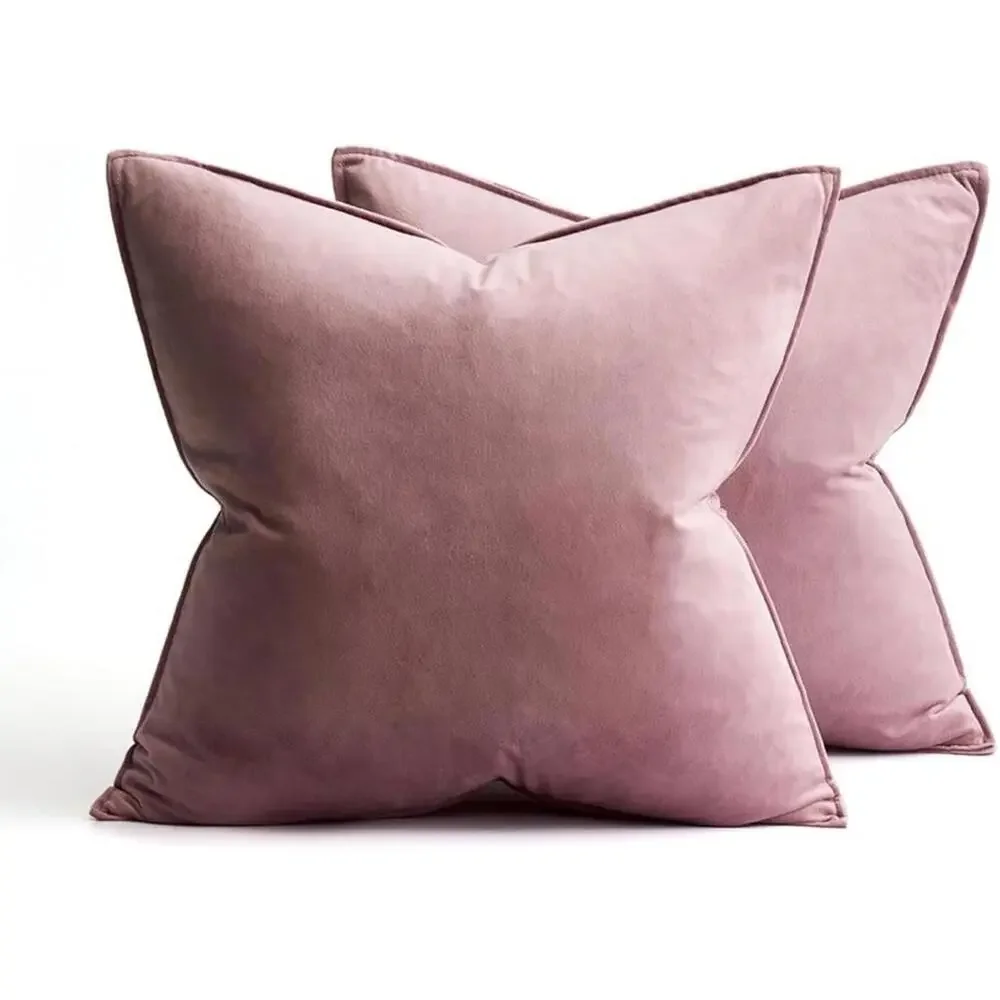🆕 Dusty Pink VELVET Accent Pillow Covers Luxury High End Hotel Vibes 26” x 26”